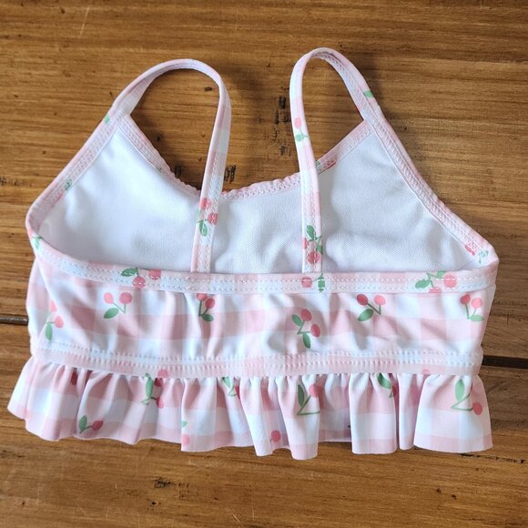 Baby Girl Cherry Print Plaid Bikini Swimsuit & Cap NWOT - Picture 4 of 14